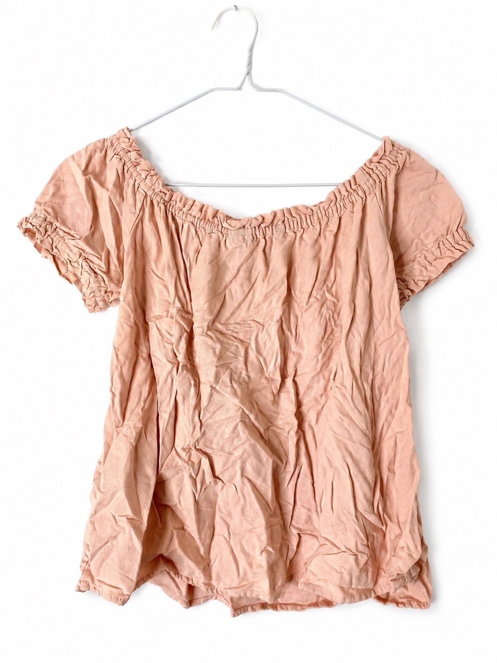Vero Moda Linen Blend Blush Pink Off Shoulder Puff Sleeve Peasant Top